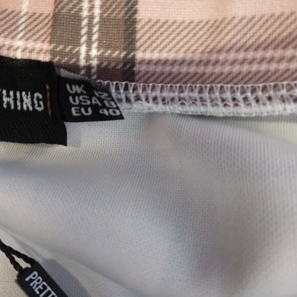 Pretty Little Thing Pink Check Button Skirt Size 8. NWT - Picture 10 of 12
